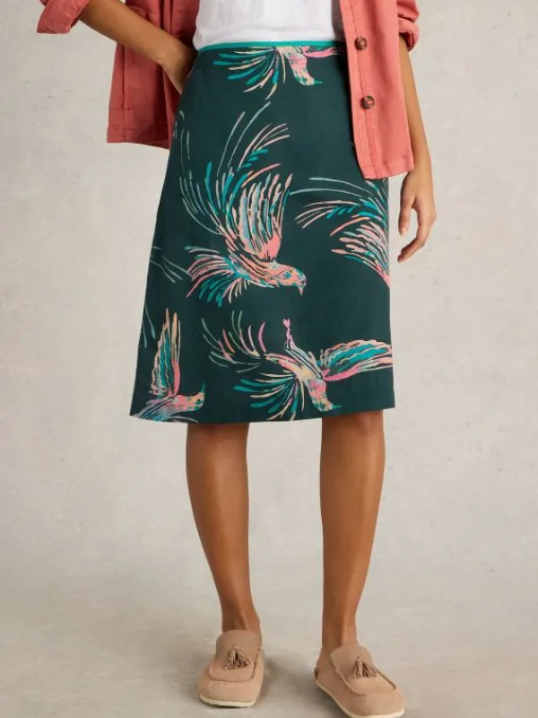 Nell Printed Reversible Skirt in GREEN MULTI<White Stuff Discount