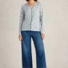 NELLY EMBROIDERED LONG SLEEVE TEE in BLUE PRINT<White Stuff New