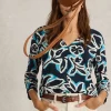 NELLY MID SLEEVE TEE in NAVY PRINT<White Stuff Hot