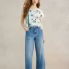 NELLY NOTCH NECK COTTON TEE in WHITE PRINT<White Stuff Fashion