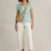NELLY NOTCH NECK COTTON TEE in TEAL PRINT<White Stuff Discount