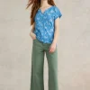 NELLY NOTCH NECK COTTON TEE in BLUE PRINT<White Stuff New