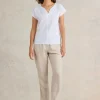 NELLY NOTCH NECK EMBROIDERED TEE in BRILLIANT WHITE<White Stuff Sale