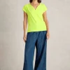 NELLY NOTCH NECK SHORT SLEEVE TEE in BRIGHT YELLOW<White Stuff Fashion