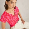 NELLY NOTCH NECK SHORT SLEEVE TEE in MID PINK<White Stuff Online
