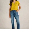 NELLY NOTCH NECK T-SHIRT in MID CHARTREUSE<White Stuff Fashion
