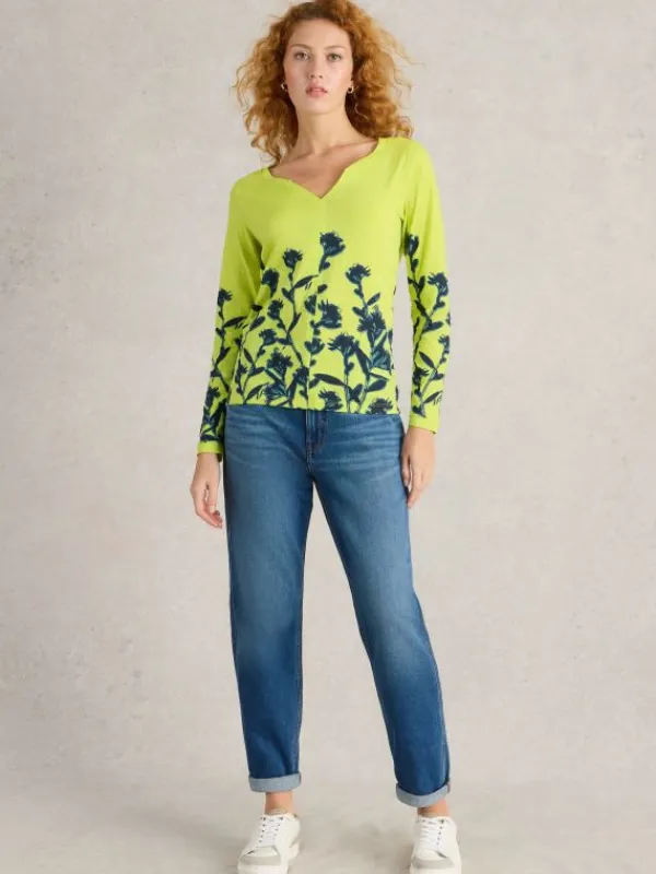 NELLY NOTCH NECK TSHIRT in YELLOW MULTI<White Stuff Discount