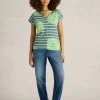 NELLY NOTCH NECK T-SHIRT in GREEN MULTI<White Stuff Online