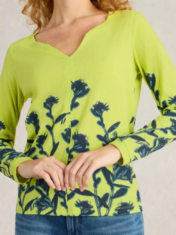 NELLY NOTCH NECK TSHIRT in YELLOW MULTI<White Stuff Discount