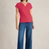 NELLY NOTCH SHORT SLEEVE TEE in BRIGHT PINK<White Stuff Sale