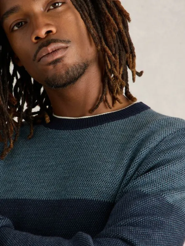 Newport Wool Merino Jacquard Crew in BLUE MULTI<White Stuff Outlet