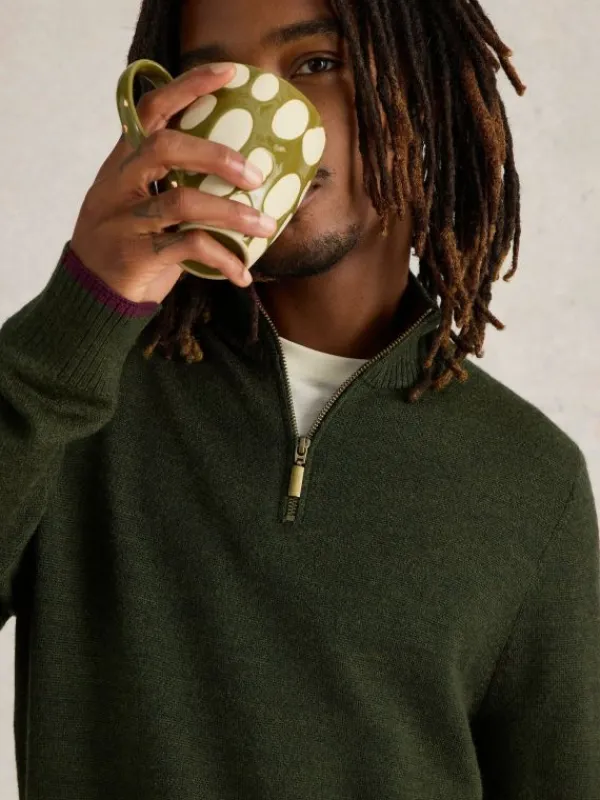 Newport Wool Merino Jumper in DARK GREEN<White Stuff Sale