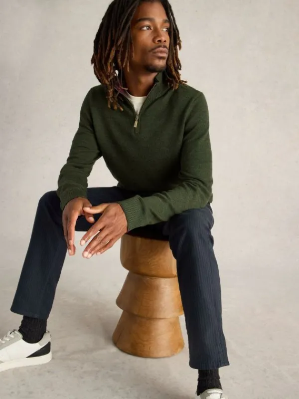 Newport Wool Merino Jumper in DARK GREEN<White Stuff Sale
