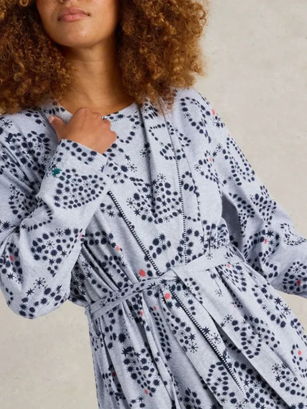 Nina Jersey Dressing Gown in GREY PRINT<White Stuff Hot