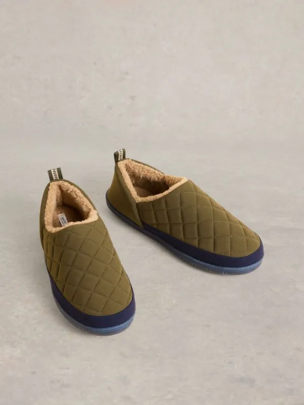 Nylon Puffer Slipper in KHAKI GREEN<White Stuff Best
