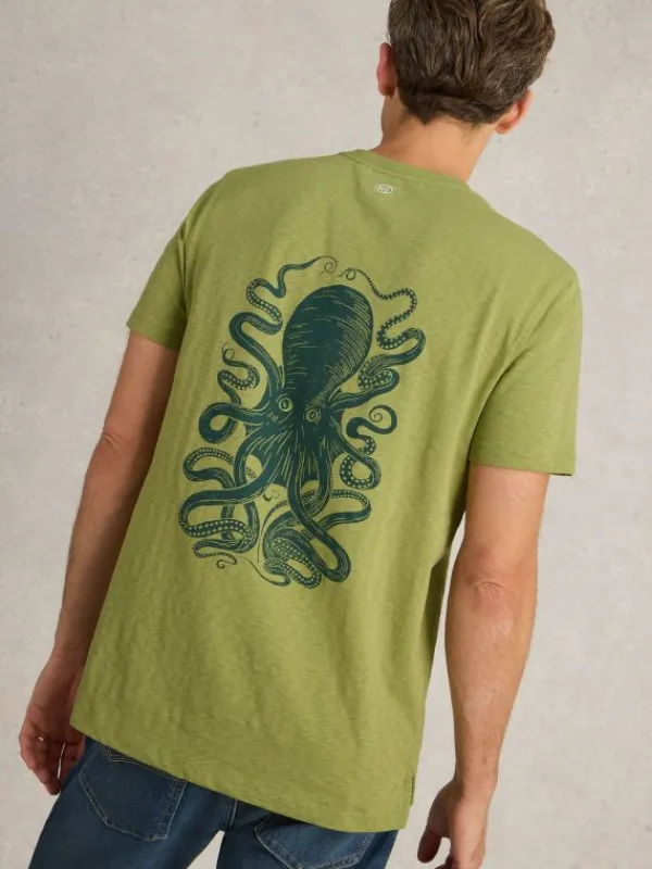 Octopus Graphic Tee in GREEN PRINT<White Stuff Best
