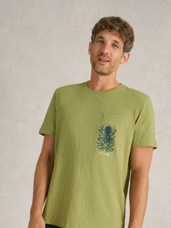 Octopus Graphic Tee in GREEN PRINT<White Stuff Best