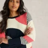OLIVE ABSTRACT LONG SLEEVE JUMPER in NAVY MULTI<White Stuff Outlet