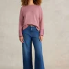 OLIVE CREW NECK COTTON JUMPER in DUSTY PINK<White Stuff Discount