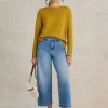 OLIVE CREW NECK COTTON JUMPER in MID CHARTREUSE<White Stuff Online