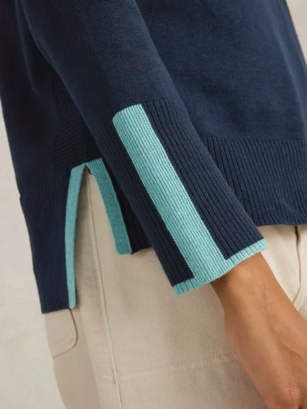 OLIVE CREW NECK COTTON JUMPER in FRENCH NAVY<White Stuff Discount