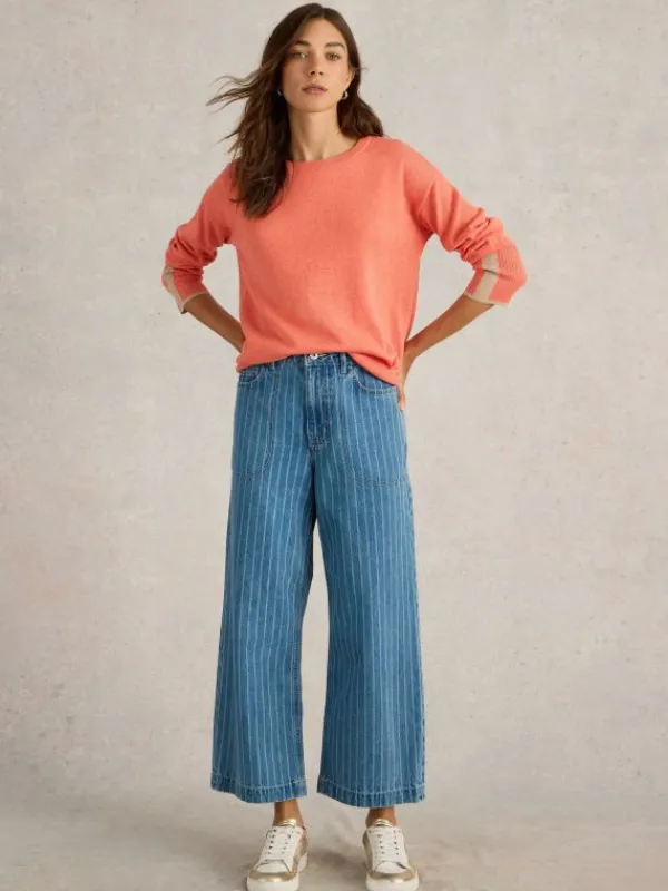 OLIVE LONG SLEEVE JUMPER in MID CORAL<White Stuff New