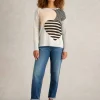 OLIVE STRIPE HEART JUMPER in NATURAL MULTI<White Stuff Hot
