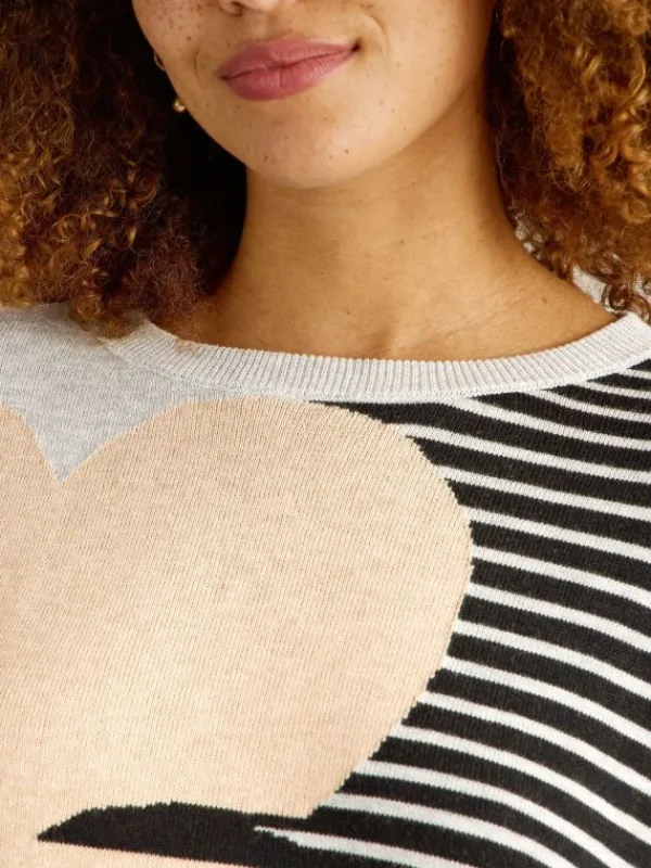 OLIVE STRIPE HEART JUMPER in NATURAL MULTI<White Stuff Hot