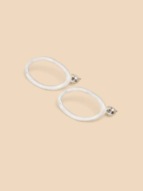 Oval Hammered Earrings in SILVER TONE METALLIC<White Stuff Best