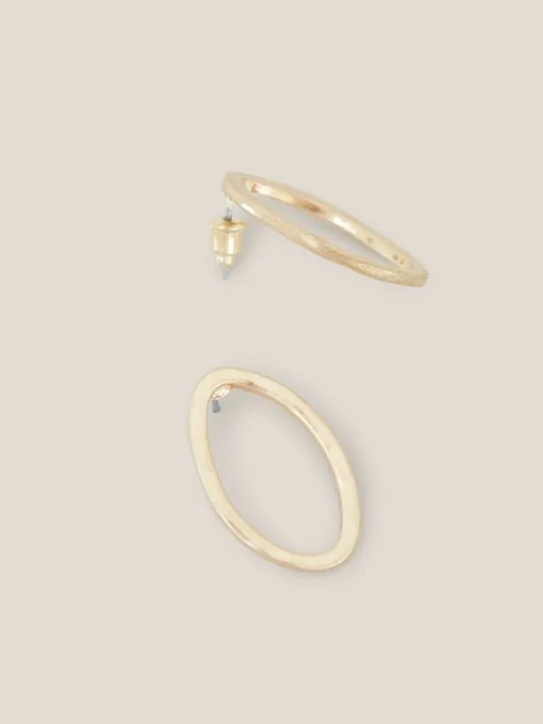 Oval Hammered Earrings in GOLD TONE METALLIC<White Stuff New