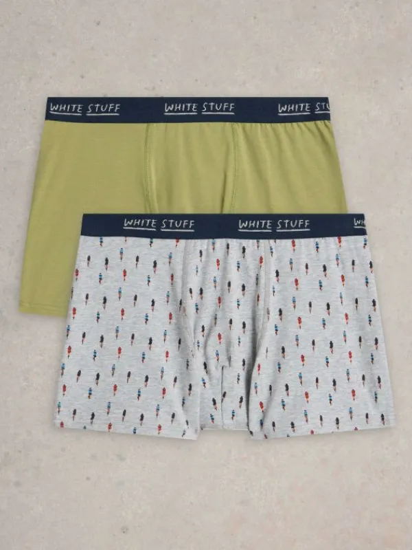 2pack Boxers  Plain  Print in GREY MULTI<White Stuff Online