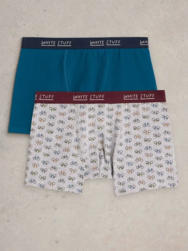 2pack Boxers  Plain  Print in TEAL MULTI<White Stuff Online