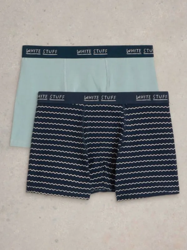 2pack Boxers  Plain  Stripe in BLUE MULTI<White Stuff Online