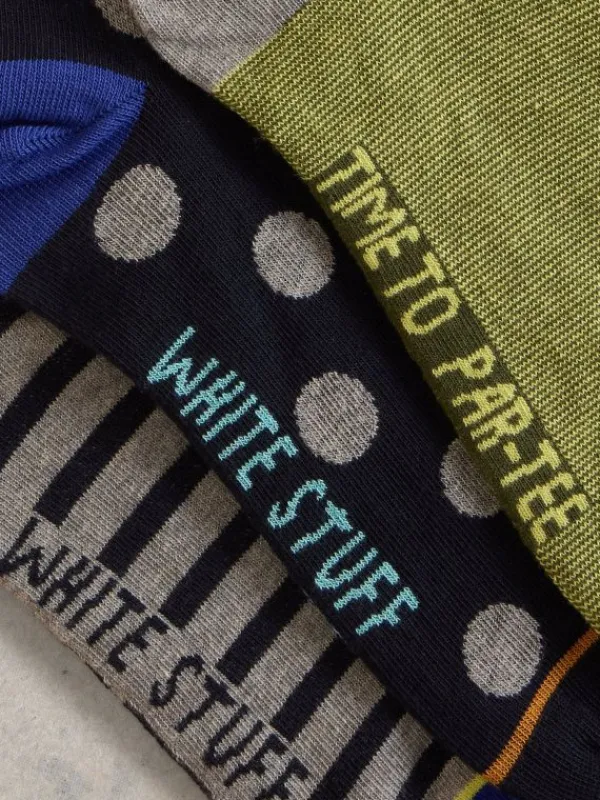 3 Pack Sporty Chap Ankle Sock in GREEN MULTI<White Stuff Discount
