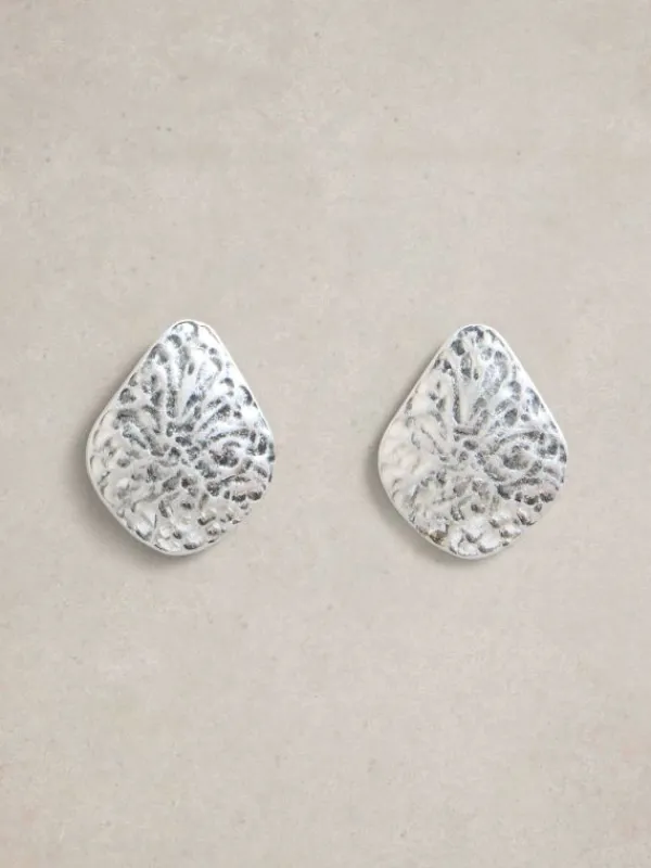 Palm Textured Earring in SILVER TONE METALLIC<White Stuff Discount