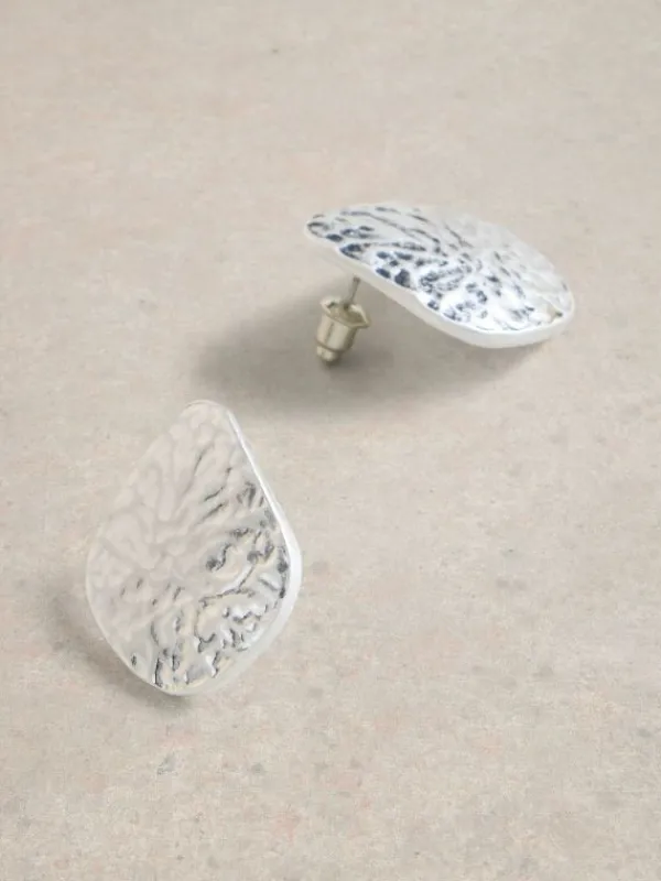 Palm Textured Earring in SILVER TONE METALLIC<White Stuff Discount