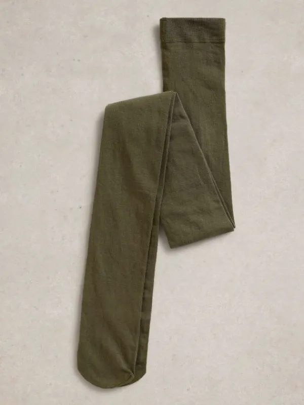 Patty Plain Versatile Cotton Tights in KHAKI GREEN<White Stuff Clearance