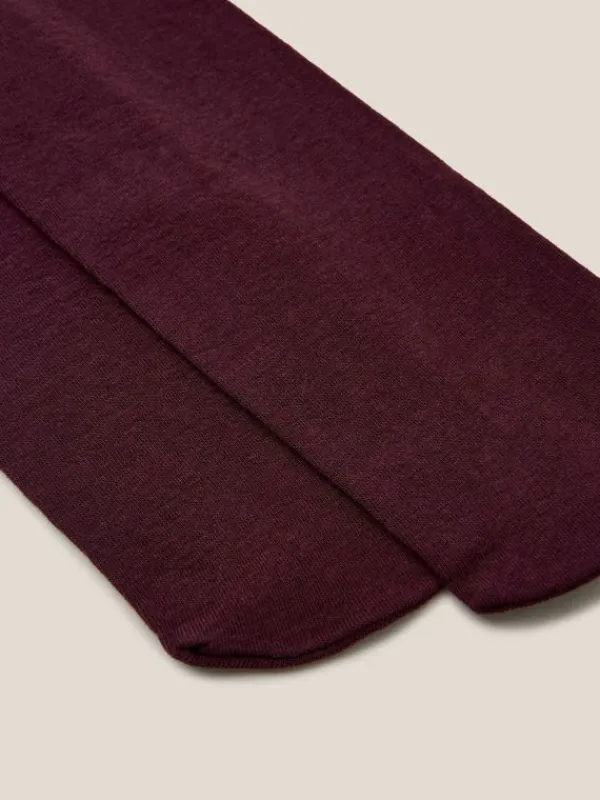Patty Plain Versatile Cotton Tights in DK PLUM<White Stuff Discount