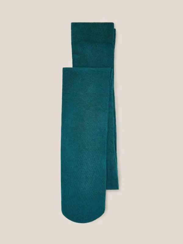 Patty Plain Versatile Cotton Tights in DK TEAL<White Stuff Outlet
