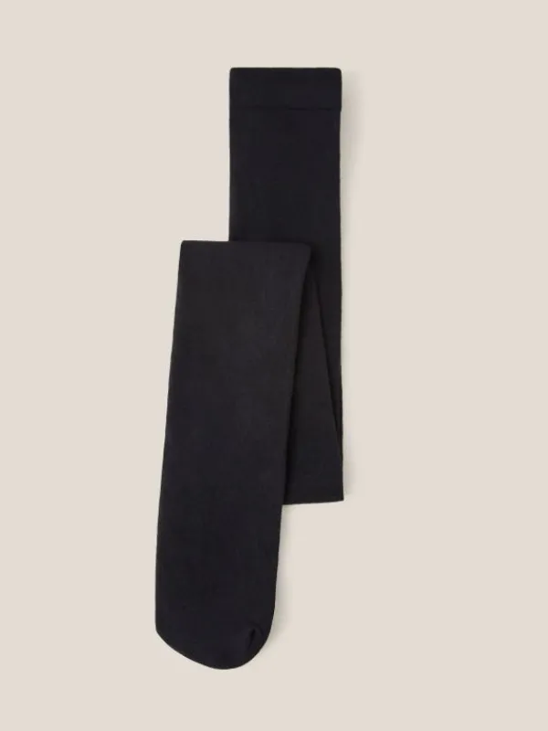 Patty Plain Versatile Cotton Tights in PURE BLACK<White Stuff Sale