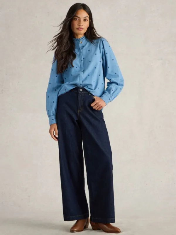 Pauline Embroidered Top in DENIM MULTI<White Stuff Best