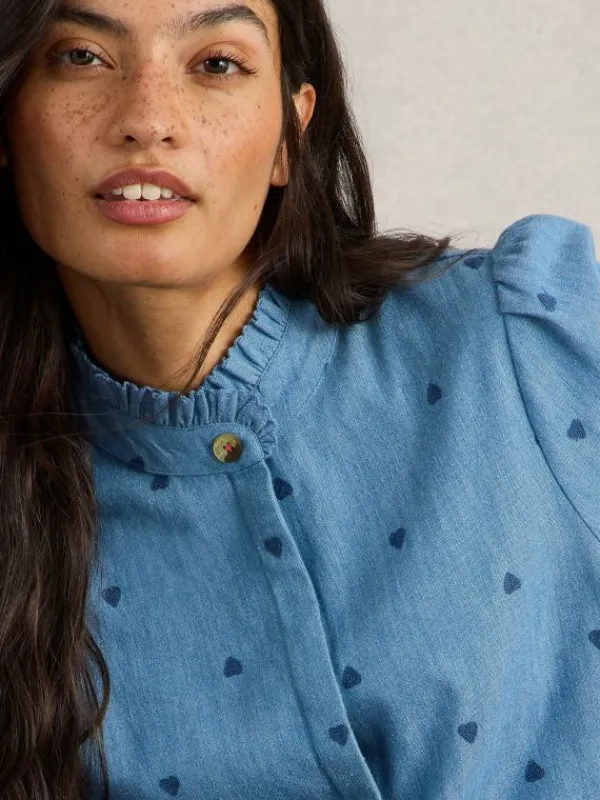Pauline Embroidered Top in DENIM MULTI<White Stuff Best