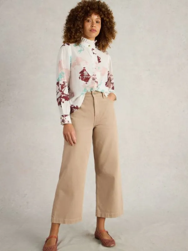 Pauline Frill Neck Top in IVORY MULTI<White Stuff Fashion