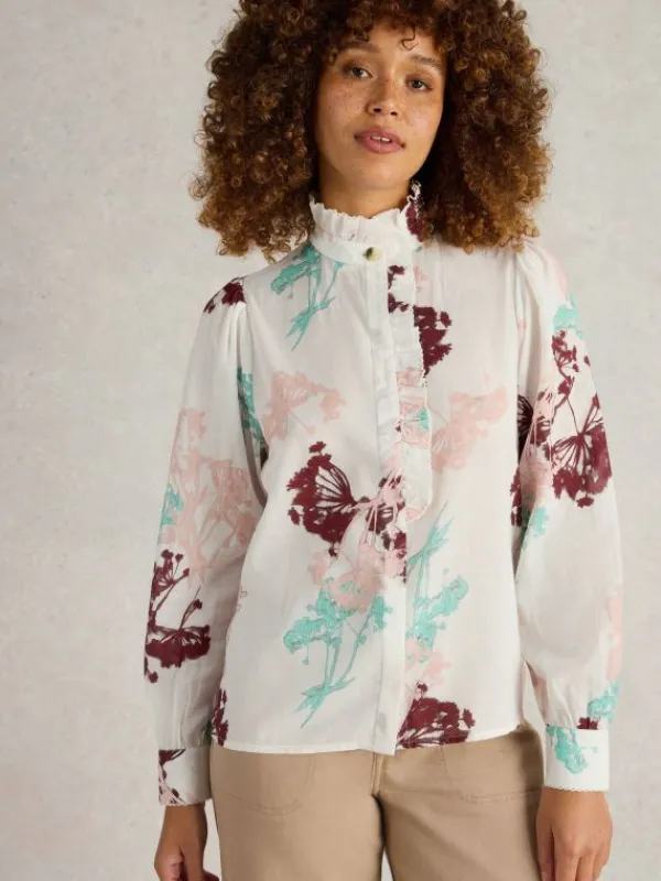 Pauline Frill Neck Top in IVORY MULTI<White Stuff Fashion