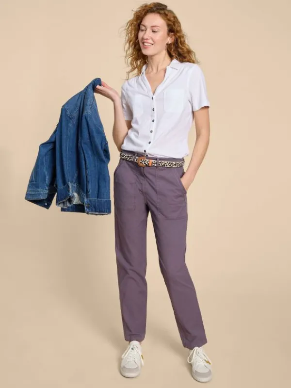 PENNY POCKET EMBROIDERED SHIRT in PALE IVORY<White Stuff Clearance