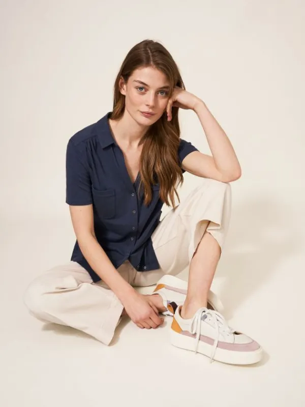 Penny Pocket Jersey Shirt in FRENCH NAVY<White Stuff Clearance