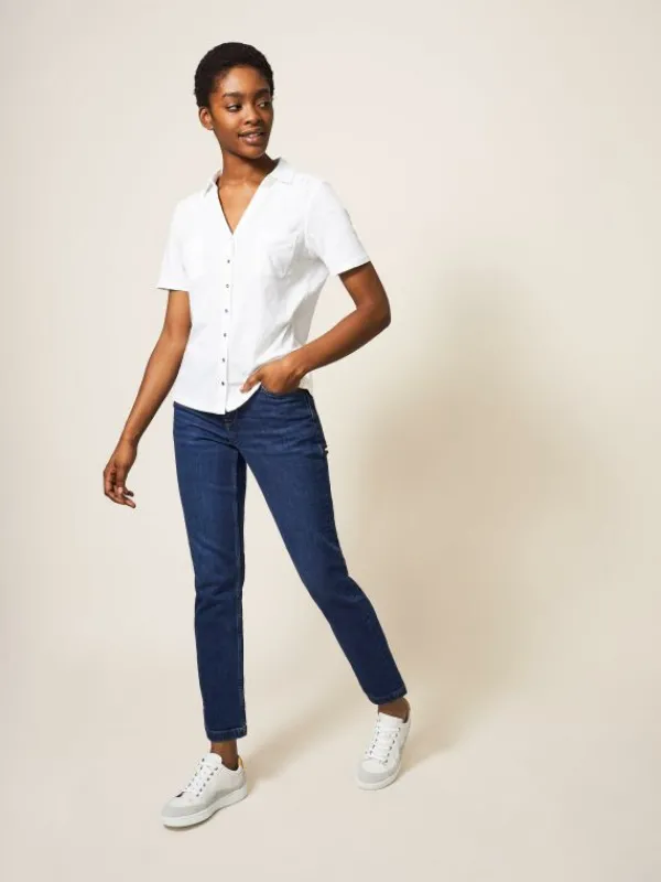 Penny Pocket Jersey Shirt in BRILLIANT WHITE<White Stuff Discount