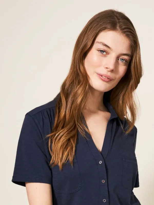 Penny Pocket Jersey Shirt in FRENCH NAVY<White Stuff Clearance