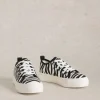 Pippa Canvas Flatform Trainer in BLACK PRINT<White Stuff Fashion