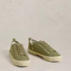 Pippa Canvas Lace Up Trainers in KHAKI GREEN<White Stuff Hot